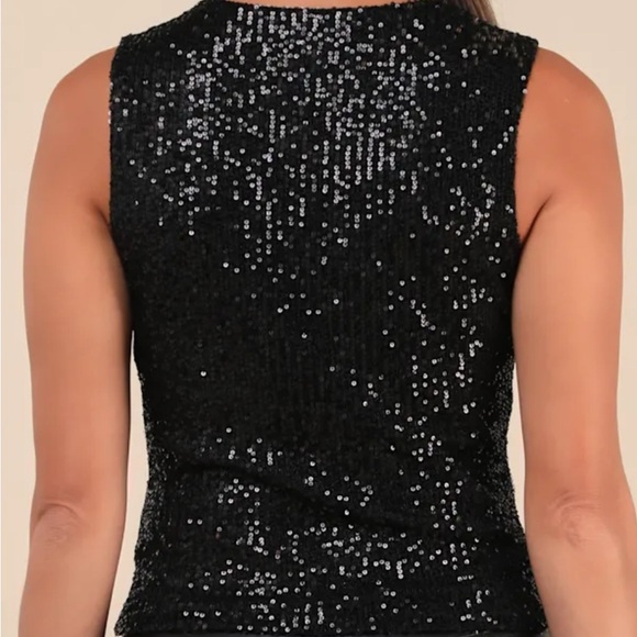 Lulu's Sparkling Black Sequin Tank Top - Picture 2 of 2